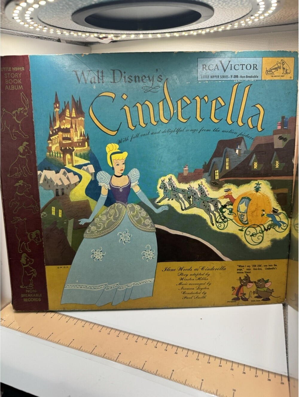 1949 WALT DISNEY'S CINDERELLA - Book & Records - RCA Victor Little Nipper Series
